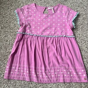 Pink and White Embroidered Top